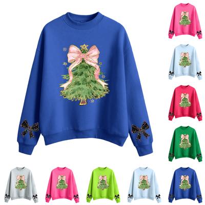 Damska Moda Casual Okrągły Dekolt Długi Rękaw Świąteczna Bluza z Nadrukiem