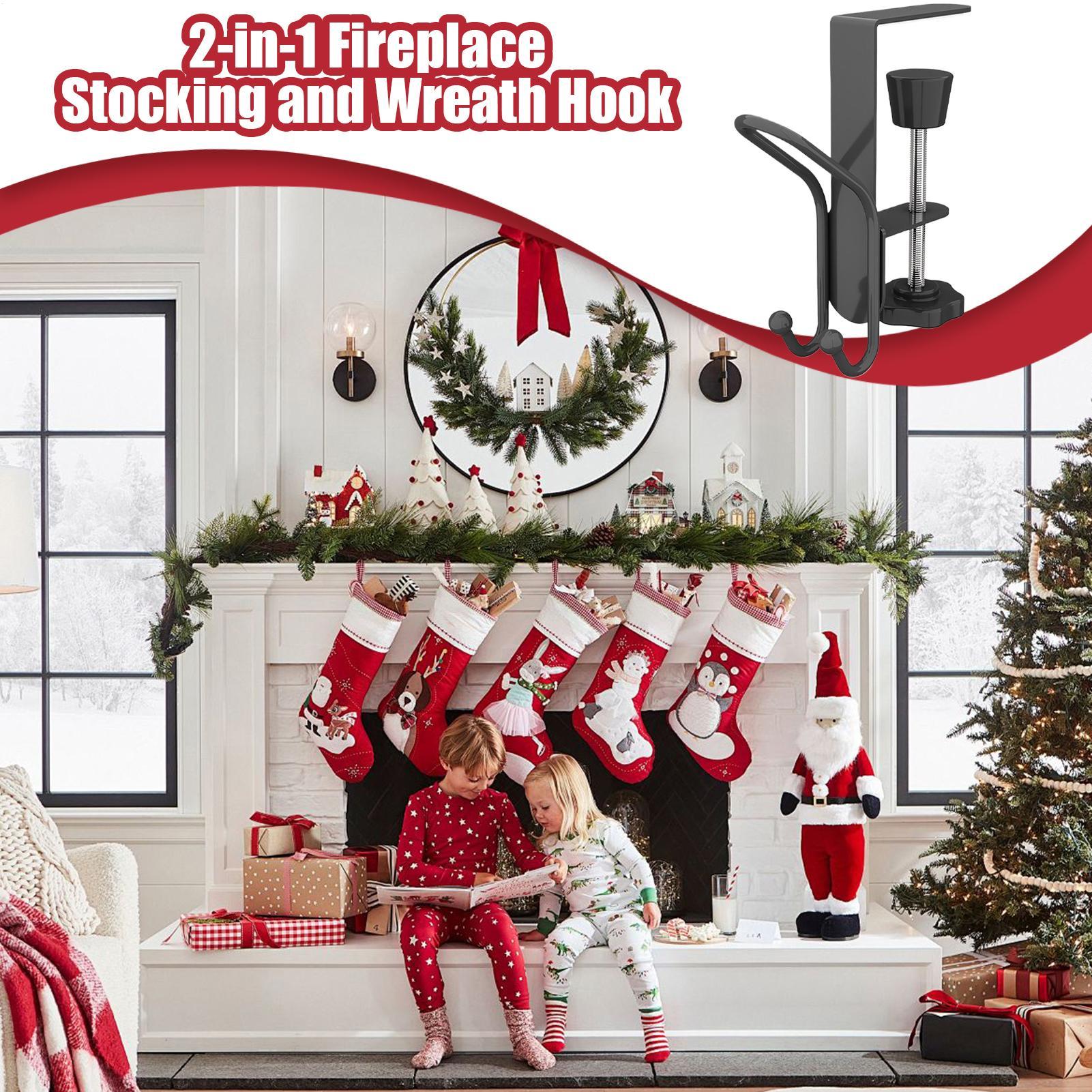 

Stocking And Garland Hanger Stocking Hangers Hooks For Fireplace 6 Pieces Adjustable Steel Hooks No-Drill Clamps For Hotel L