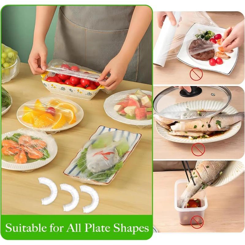 Food Bowl Covers Reusable Elastic BPA Free Plastic Wrap Alternative To Foil Dish Plate Covers for Leftovers Fruits Vegetables