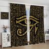 Ancient Egyptian Curtains Eye Horus Golden Hieroglyphs Print Window Treatments Living Curtain Vintage Made Of Polyester Washable