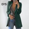 Women Suit Coat Lapel Long Sleeve Open Front Suit Jacket with Pockets Slim Fit Solid Color Business Office Lady Outwear