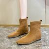 2025 New Korean Version Suede Elastic Boots Daily Thin Short Boots Short Boots Sleeve Thin Boots Versatile Fashion Boots