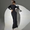 European & American Women's Fashion Hot Drilling Hollow Slim Long-Sleeve Hip-Wrap Dress