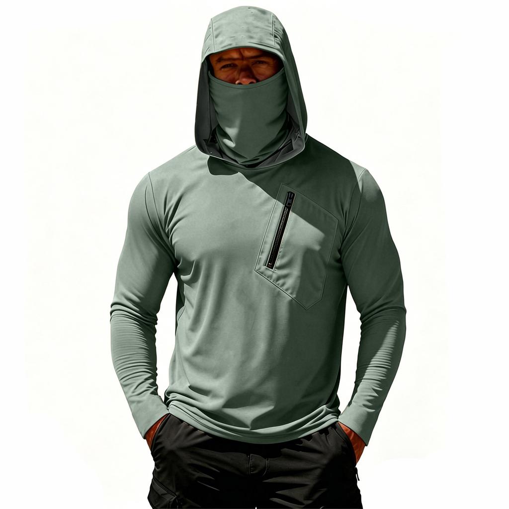 Men's Casual Hooded Long Sleeve Sunscreen Top