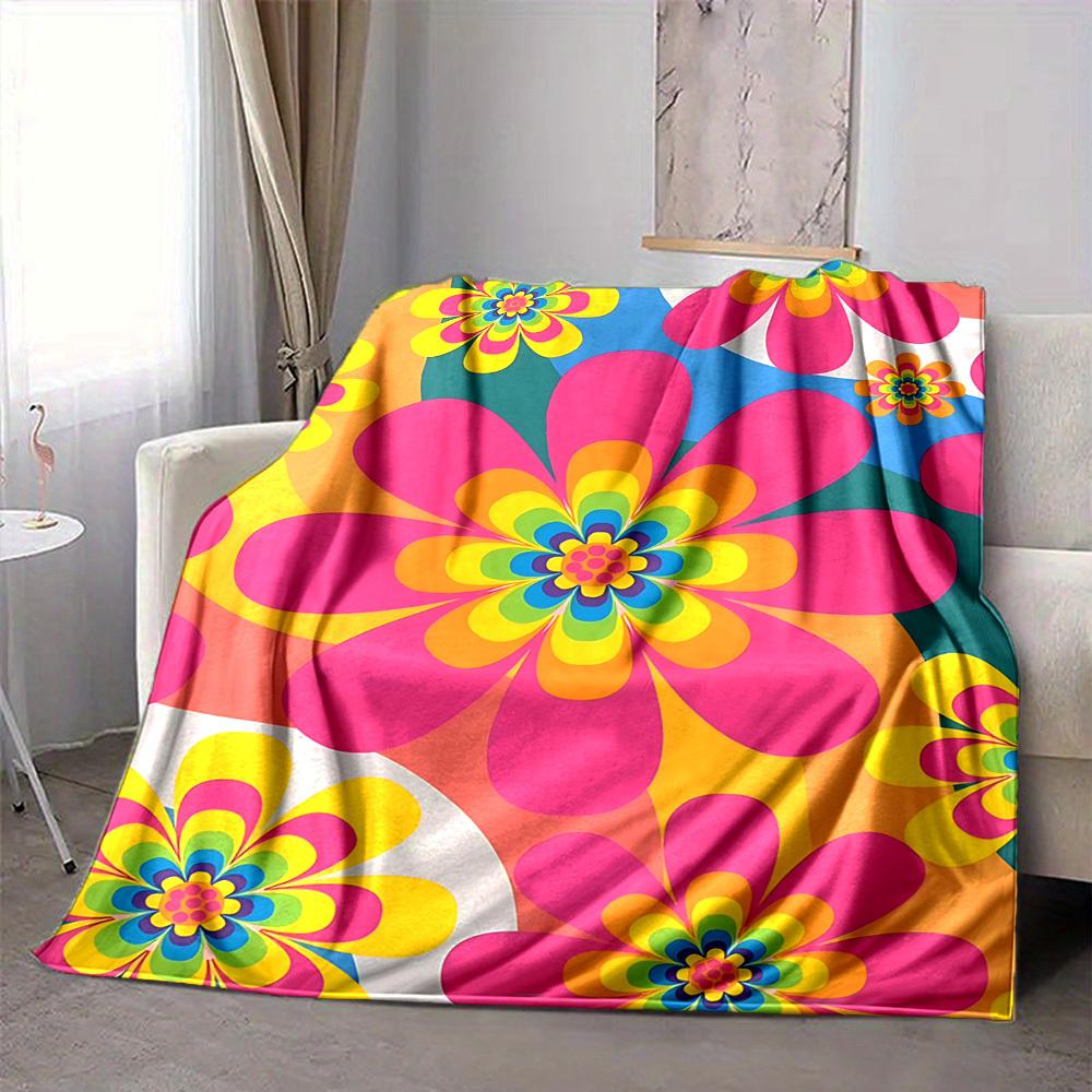 1pc Flower Pattern Blanket Warm, Cozy, And Soft, Suitable for Sofas, Beds, Cars, And Office Use.Perfect for Camping And Travel, Making It a Great Gift