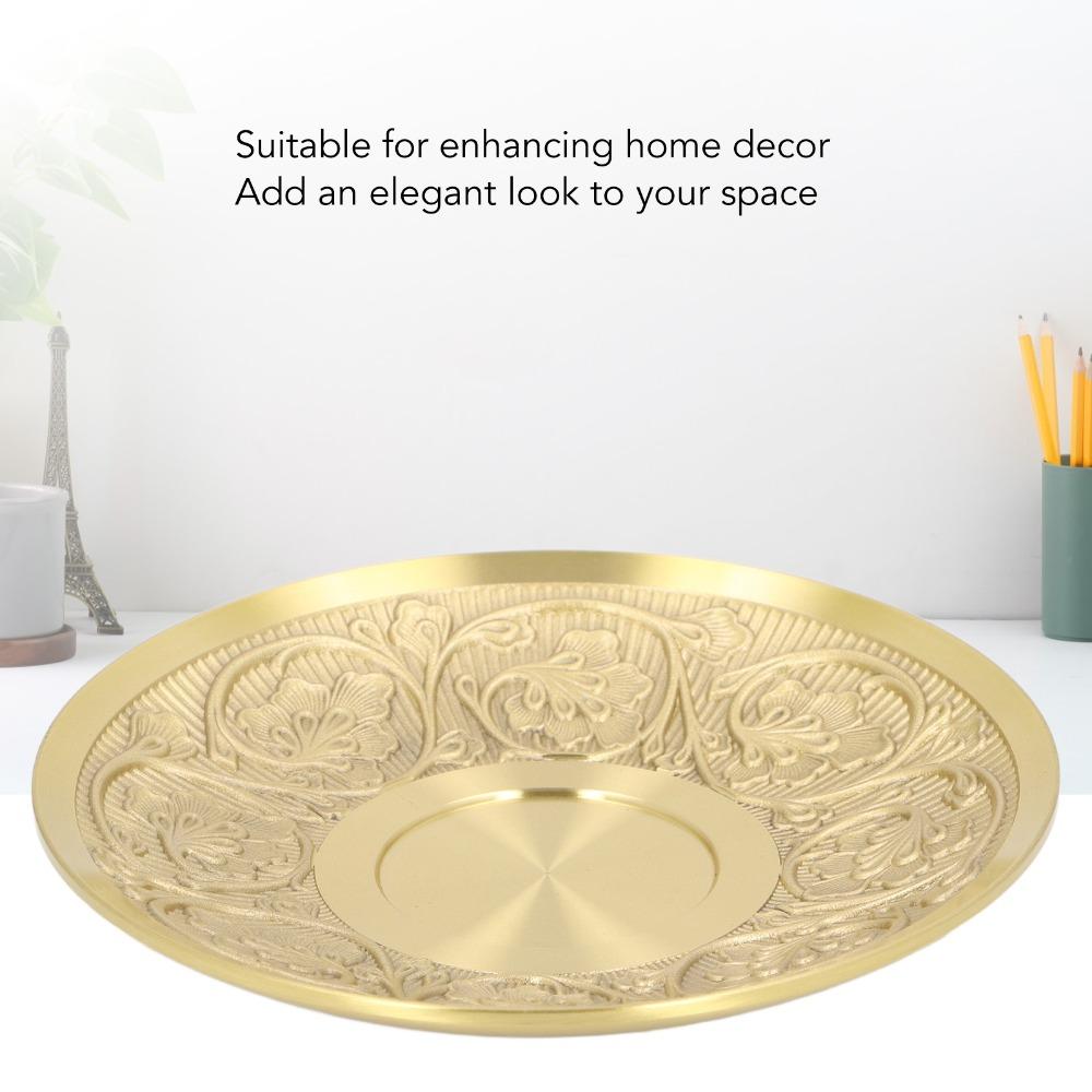 Brass Coffee Cup Saucer Fine Polished Ornamental Plate Saucers Storage Display Tray Home Decor