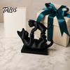 Cat Collectible Art 3D Printed Black Figurine, Modern Kitten Statue, Animal Shape Shelf Figure Desk Decoration for Home Office, Gift Lovers Piece