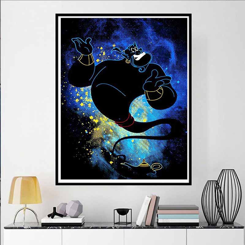 Disney Diamond Painting Genie Neon Art Painting, Cartoon 5D Diamond Cross Stitch Mosaic Home Decor Gift
