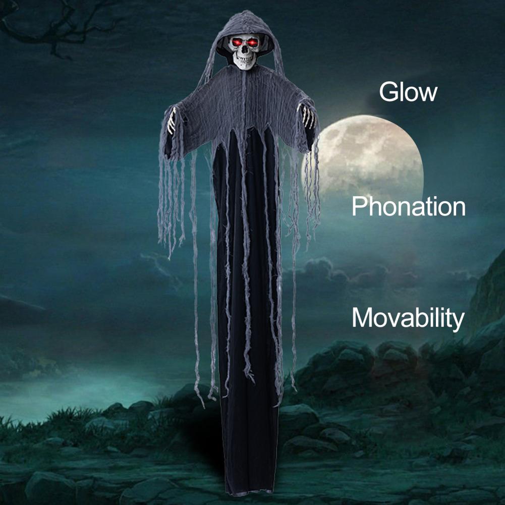 Spooky Ghost Prop with Robe Spooky Led Light Hanging Ghost Skull Ornaments for Halloween Party Decor Haunted House for Indoor