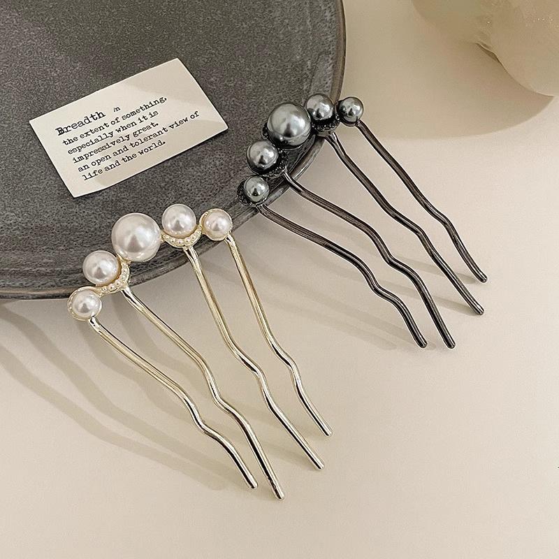 Fashion Metal U-Shaped Hair Stick Women Elegant Simple Pearl Hair Clip Pins Rhinestone Hairpin Headwear Hair Accessories Gifts