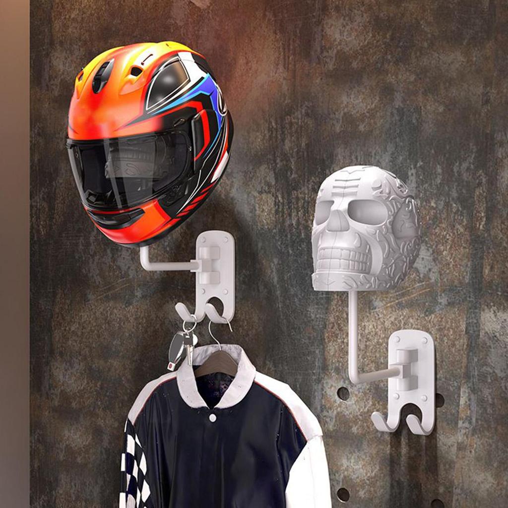 Wall Mount Motorcycle Helmet Rack Helmet Holder Skull Shape Hat Rack Decorative Wall Mount Helmet Display Holder For Halloween