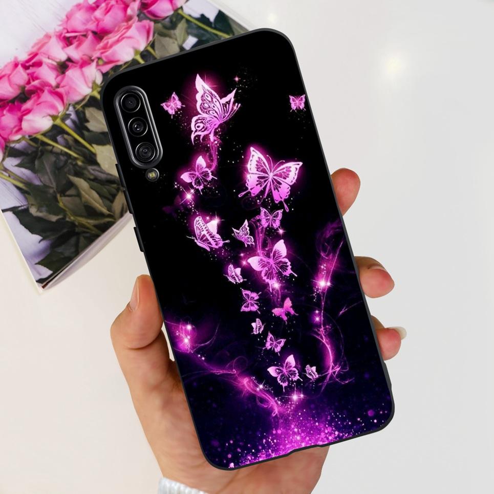 For Samsung Galaxy A90 5G Phone Case Samsung A90 SM-A908B 5G Flower Butterfly Woman Fashion Soft TPU Bumper Transparent Silicone