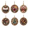 Creative Weekend Activity Kit 6Pcs/Set Christmas Ornaments DIY Faux Pearl Art Kit, Hanging Decorations Craft Personalized Tree with Round Charms