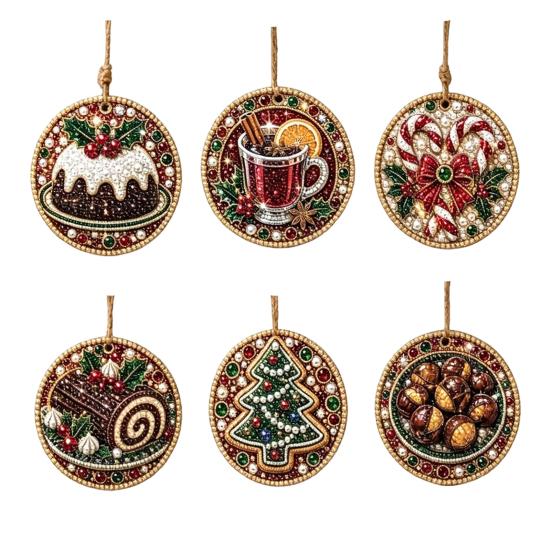 Creative Weekend Activity Kit 6Pcs/Set Christmas Ornaments DIY Faux Pearl Art Kit, Hanging Decorations Craft Personalized Tree with Round Charms