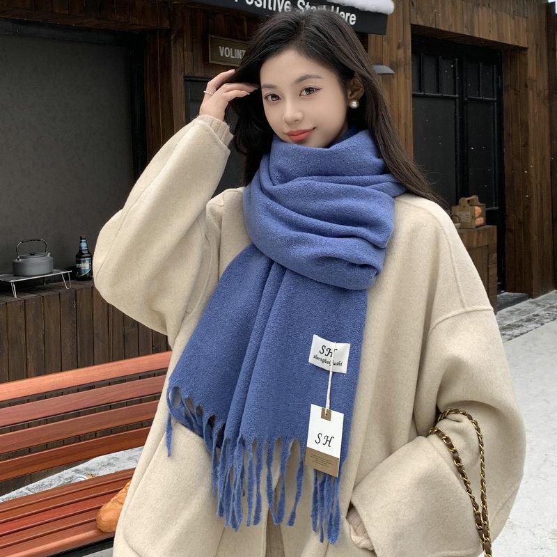 New Korean version imitation cashmere scarf women's four-season versatile warm sunshade warp knitted brown/burgundy/black/camel