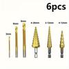 6PC Serrated Titanium Step Drill Set - Rustproof, Multifunctional Woodworking Hole Opener