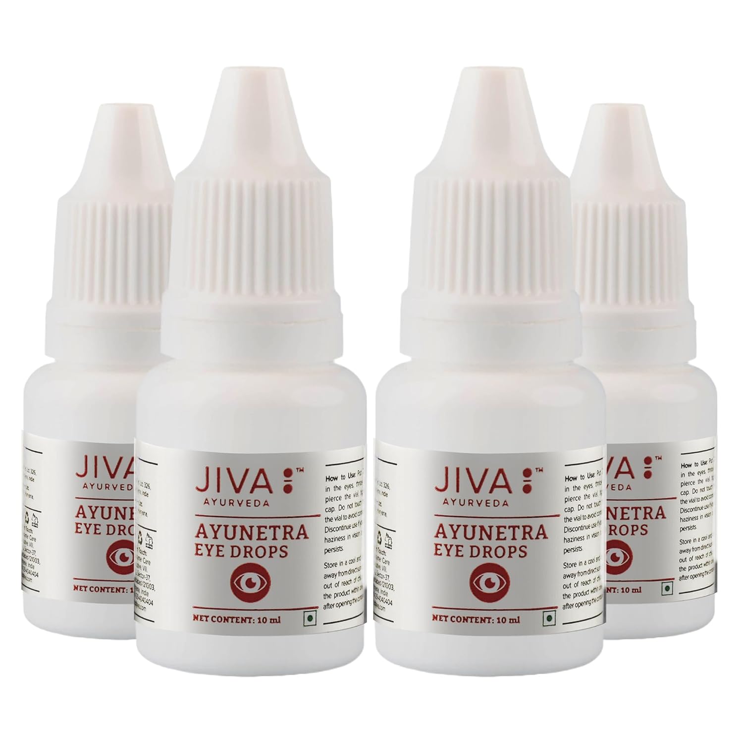 

Jiva Ayunetra Eye Drops 10ml X Pack of 4 | Herbal Natural Relief for Dry, Red, Irritated Eyes
