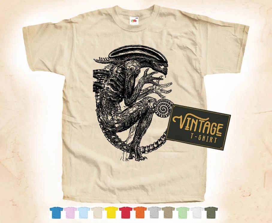 

Black Print ALIEN ver.3 T SHIRT TEE Vintage Poster Natural 12 Colors S-5XL S