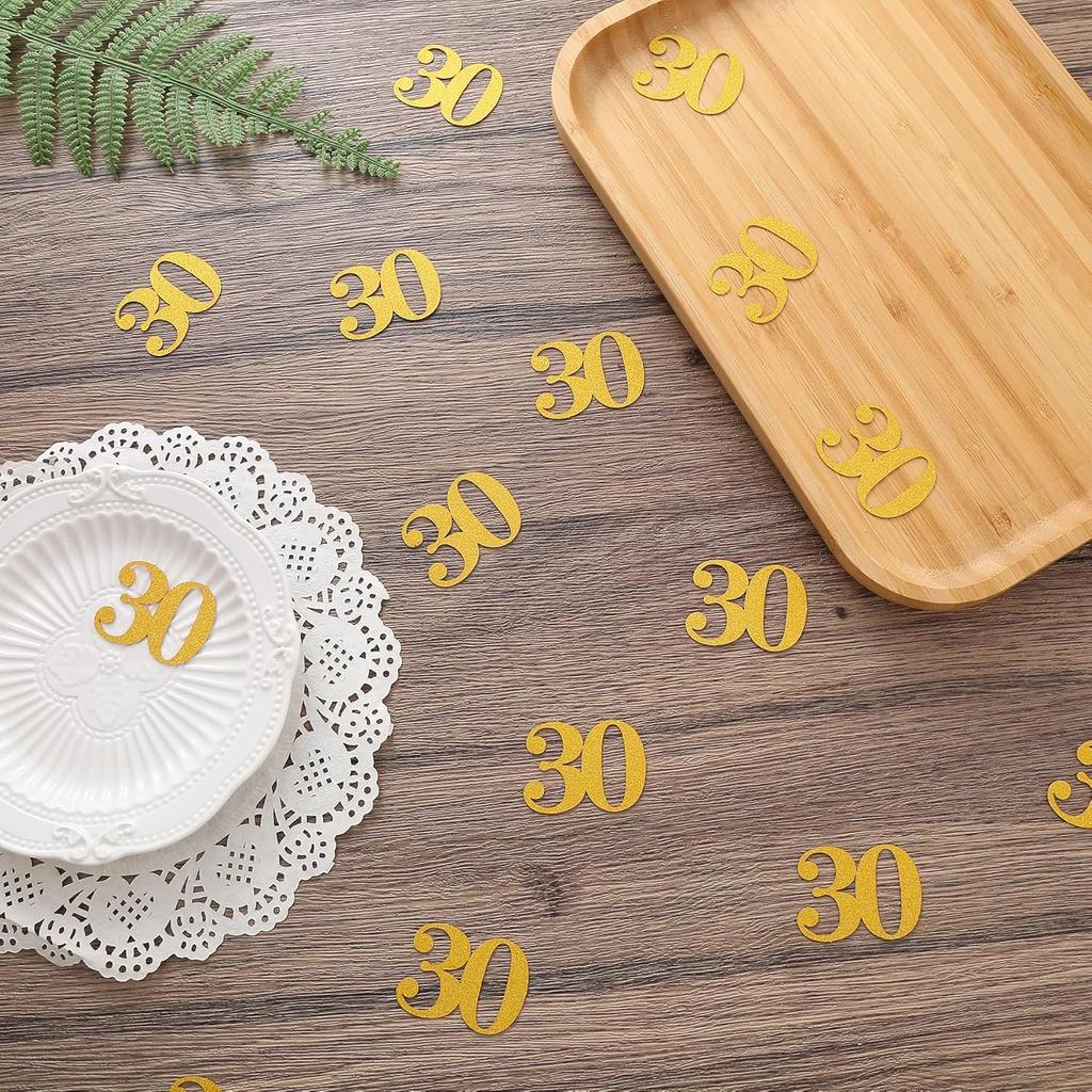 30th Happy Birthday Confetti Decorations - Number 30 Gold Glitter Table Confetti for 30th Birthday, 30th Anniversary Wedding Party Supplies