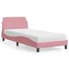VidaXL Bed with Pink Mattress 80x200 Cm Velvet, Bedroom Furniture, Single Bed, Curved Bed Frame, Slatted Base, Velvet Bed 3208296