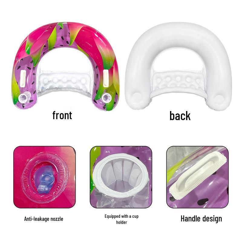 Fire Dragon Fruit Inflatable Water Sofa: Single-Person U-Shaped Pool Float