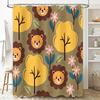 Animal Cartoon Shower Curtain Set Decorative Bath Tubs Waterproof Printing Polyester Fabric Kids Bathroom Accessories Yellow Pin