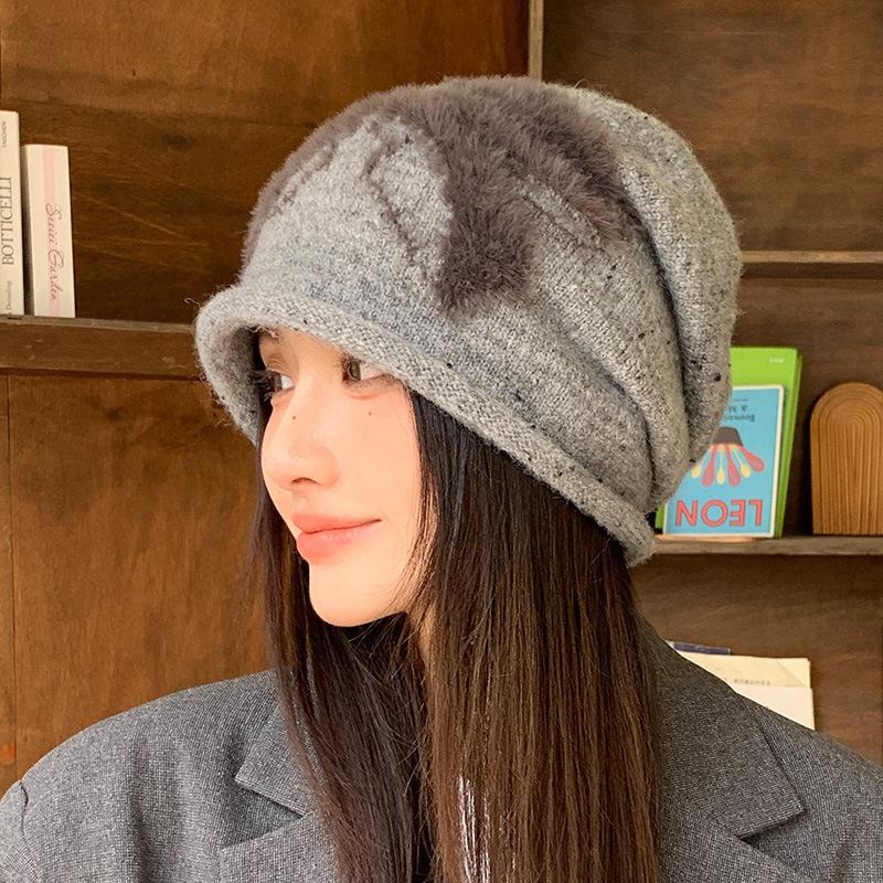 Japanese soft waxy baotou knitted stacking hat female face small ear protection warm wool hat Internet celebrity versatile cold hat