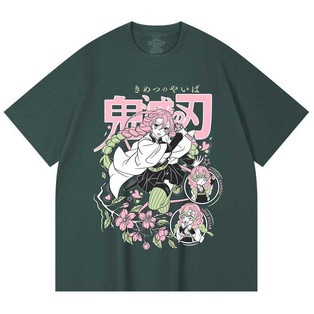 230 Gsm 100% Cotton Demon Slayer V6 Mitsuri Print Unisex Heavy Cotton T Shirt