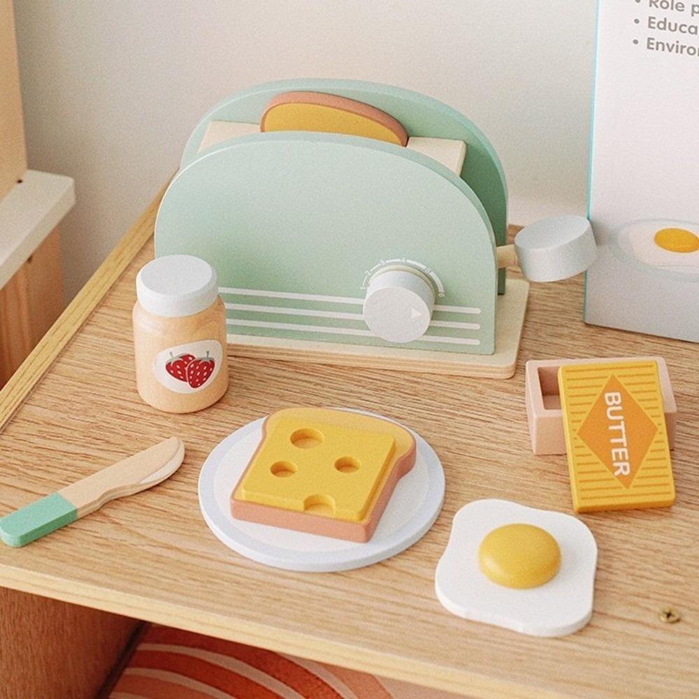 

Food Learning Kids Bread Machine Kit Role Play Game Breakfast Educational Toys for Friend Toaster Toy