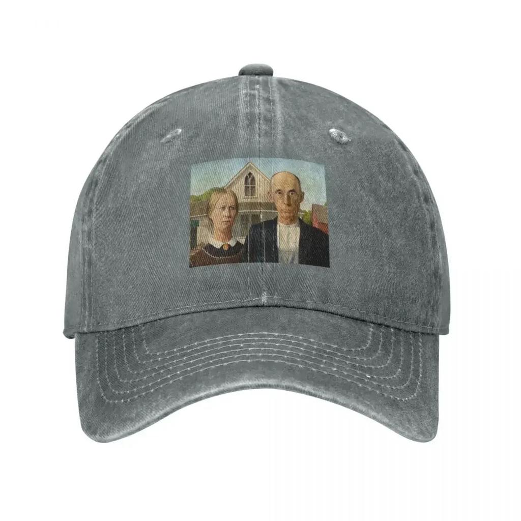 High Res Grant Wood American Gothic  Baseball Cap Dropshipping Unique Hats Funny Hats Snap Back Hat Caps For Unisex Womens