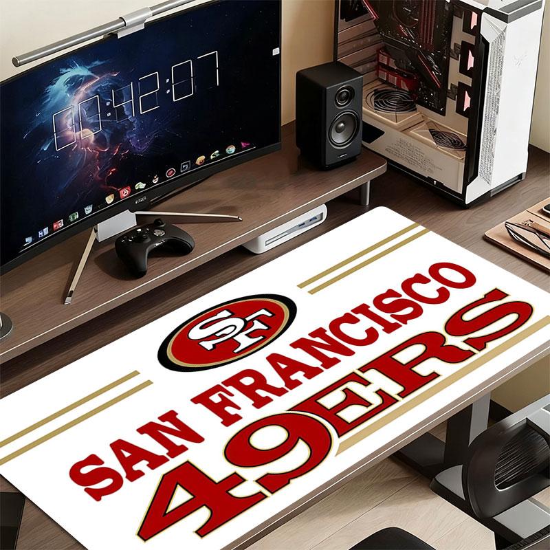 49ers Mouse Pad, Large Gaming Desk Mat, Non-slip XXL Mousepad for Laptop & Tablet, Mini PC Playmat with Stitched Edges