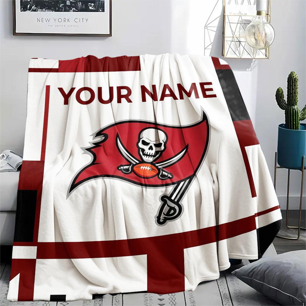 Custom Name,Tampa Bay Buccaneers Printed Flannel Blanket, soft throw for bedroom sofa, washable, Christmas present, great gift.
