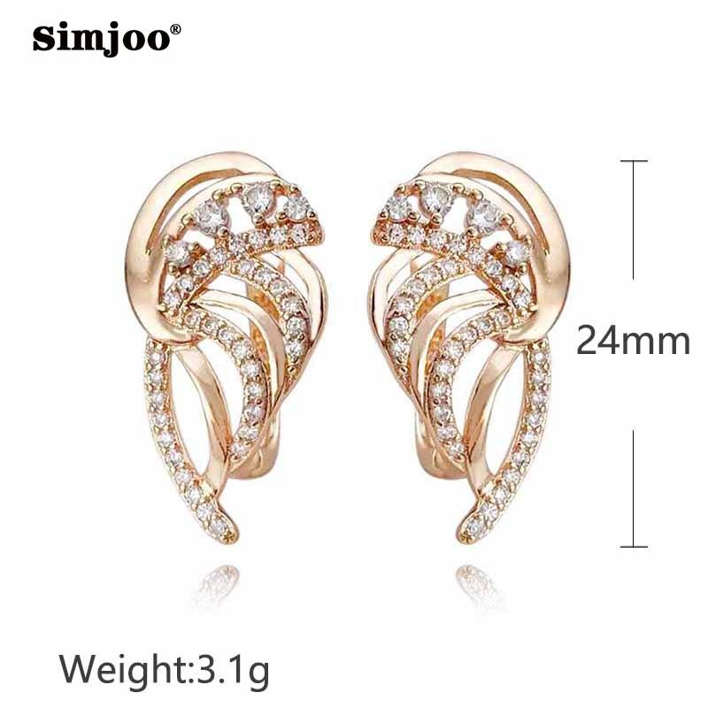 SIMJOO Zircon Earrings Ladies Fashion Rose Gold Color Elegant Wings