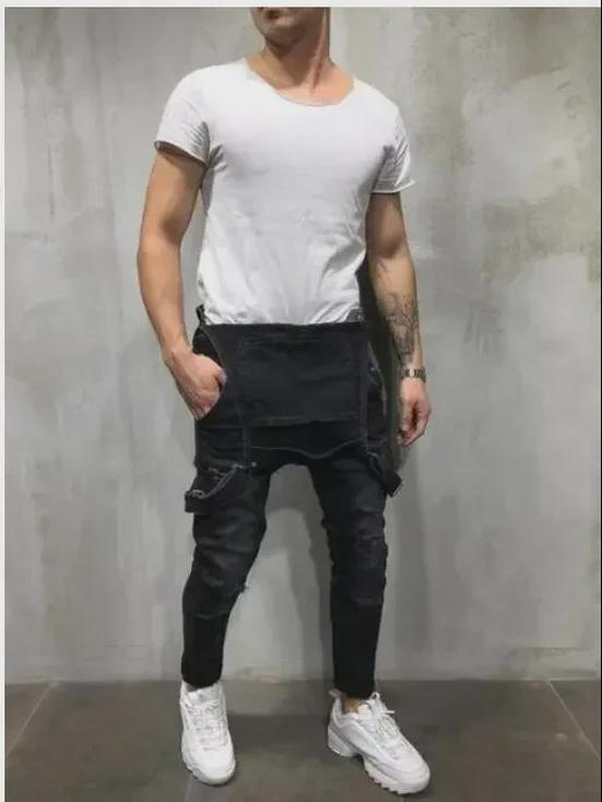 2024 Módne pánske džínsové kombinézy s trakmi