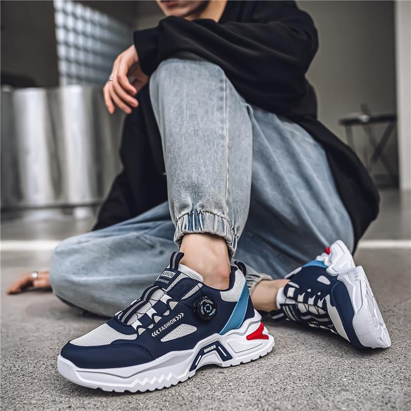 Men's shoes summer breathable mesh free lace-up casual sports shoes thick sole heightening fried street dad shoes ins trendy shoes