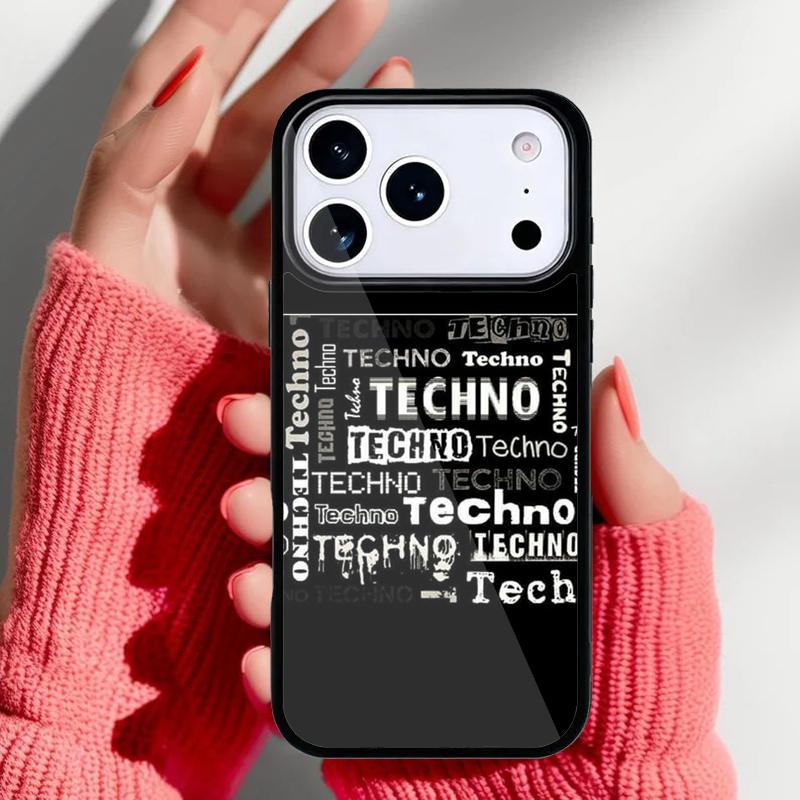 

Love Techno Music Quotes soft Phone Case for iPhone 17 16 15 14 13 Pro Max Back Cover for 12 11 Pro Coque iPhone 16 Pro