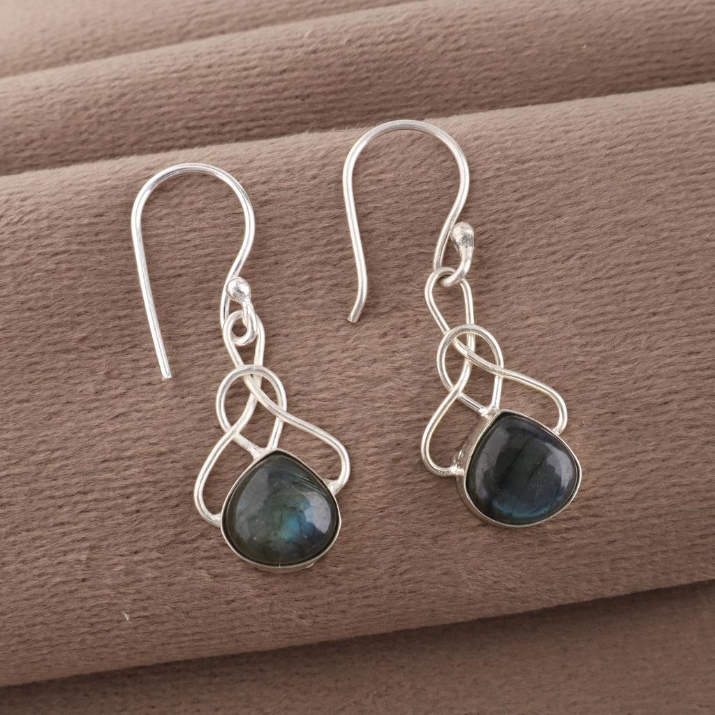 Labradorite Earrings, Handmade Gemstone 925 Sterling Silver Earrings Balancing Jewelry, For Gift Silver Earrings Gift For Women