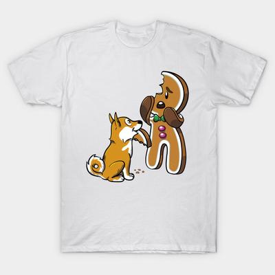T Shirt Women Funny Shiba Inu Gingerbread Man Christmas Harajuku Print Kawaii Tshirt Summer Short Sleeve Female T-Shirt Top Tee