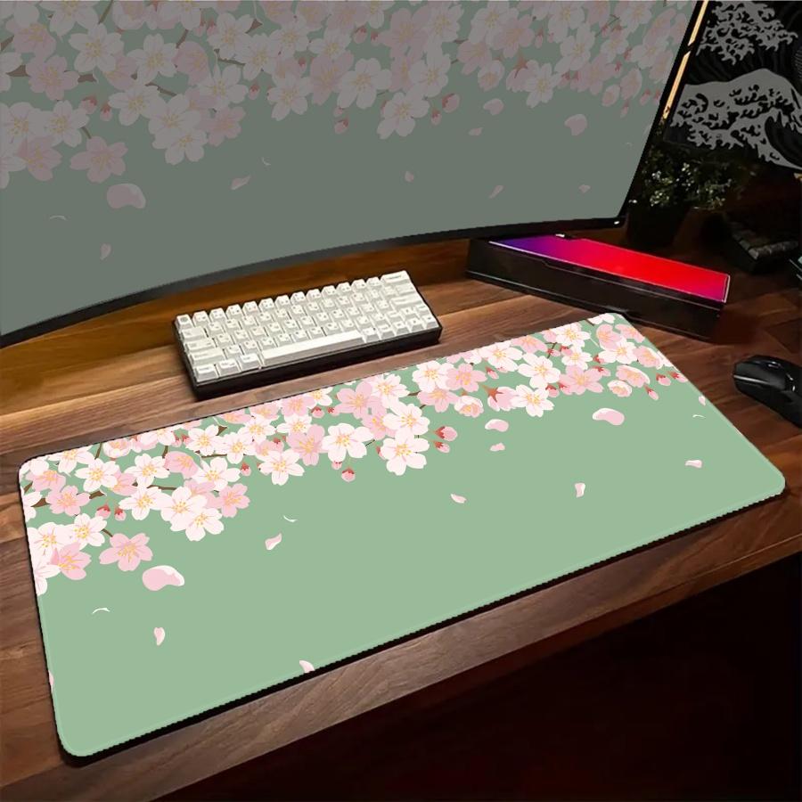Computer Mouse Pad Blue Sakura Big Gamer PC Desk Mat Fast Delivery Nonslip XXL Accessories Setup Mousepad Large x Mat