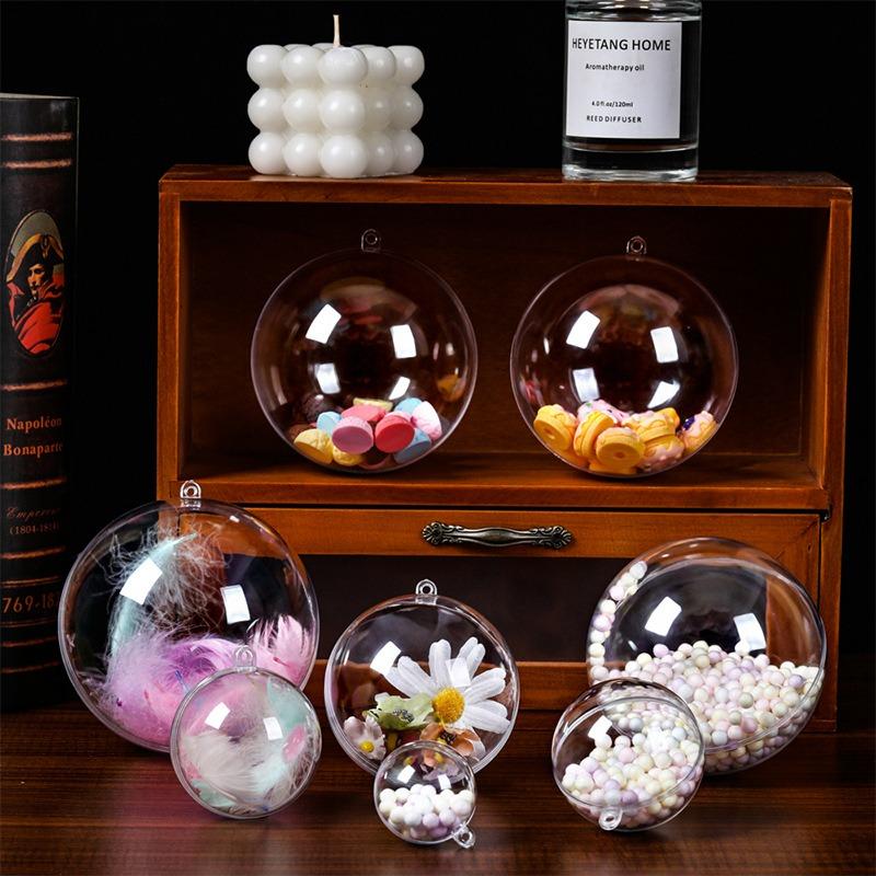 1/20Pcs Fillable Transparent Hanging Balls Plastic Christmas Ornaments Hollow Decorative Hanging Balls Xmas Tree Pendant Supply