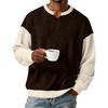 Men's Color,Blocked Stylish V,Neck Ribbed Textured Long,Sleeve T,Shirt