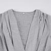 Sexy Deep V Neck Pleated Solid Short Sleeve T Shirt For Women