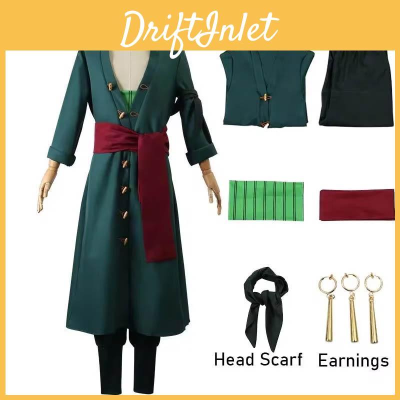 Anime Cosplay Roronoas Kimono Costume Robe Zoro Cloak Uniform Halloween Outfits With Earrings For Comic Con