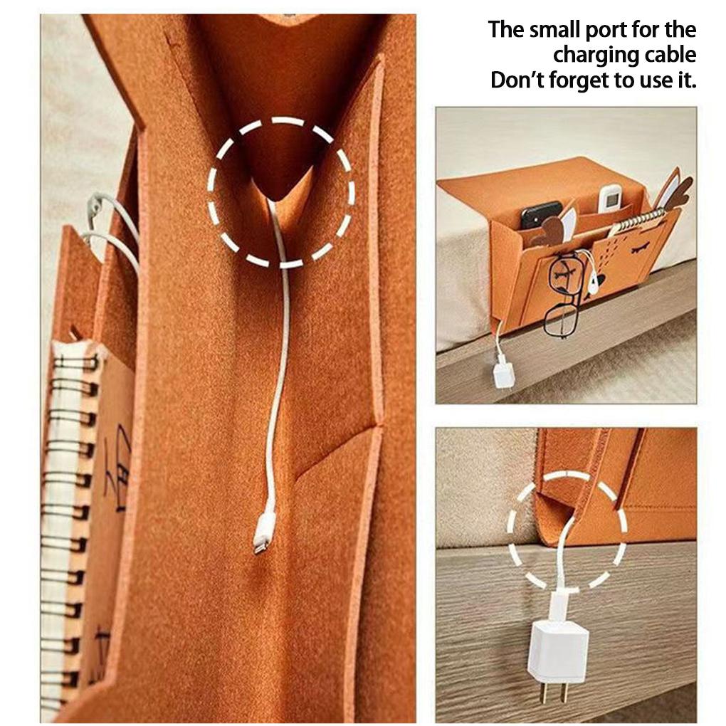 Bedside storage bag, bedside organizer, dormitory cloth basket bed sofa animal classified storage books/glasses/mobile