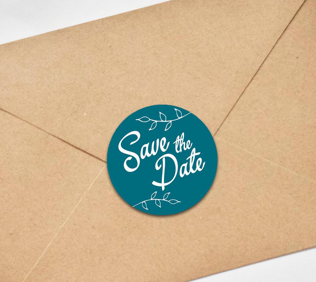 Darling Souvenir DIY 45 Pcs Dark Brown Leaf Vines Save The Date Stickers Round Envelope Seal-1.6