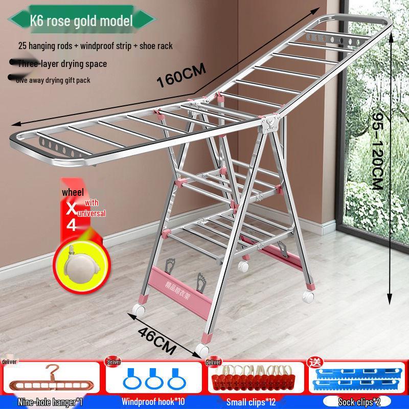 Foldable Stainless Steel Clothes Rack for Indoor/Outdoor Use