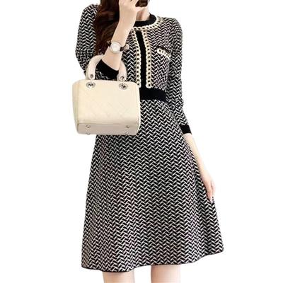 Slender Lady Knee Long Korean Cute Lady S XL Sizes [slenderlady] Dress, Women's, Length, Autumn, Winter, Spring, Knit, Stylish, Pretty, Elegant,