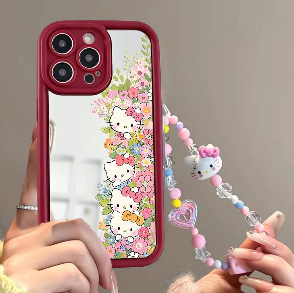 Mirror Makeup Flower Hello Kitty Bracelet Chain Casing For OnePlus 15 13 13T NORD CE 6 5 4 2 3 Lite ACE 3 2 12 11 10R 8T 5G Case