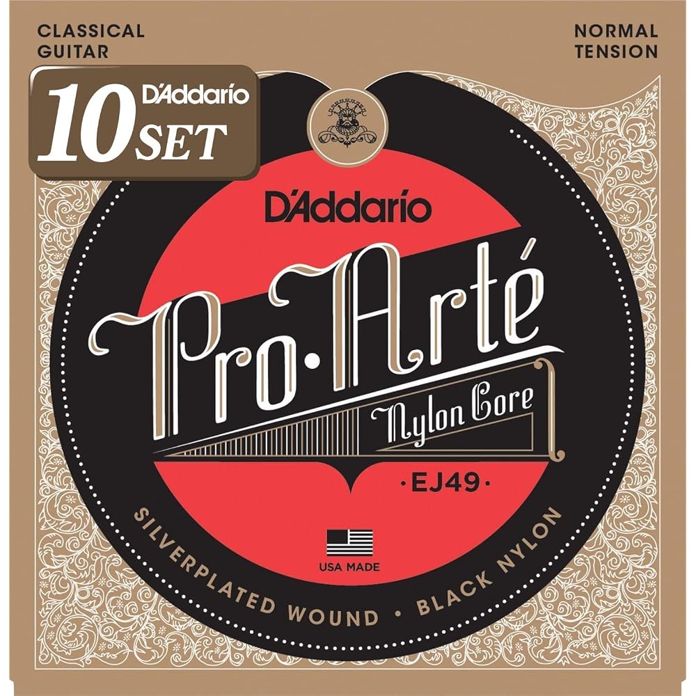 D Addario Pro Arte Silver/Black Normal Classical Guitar Strings EJ49 Pack of 10