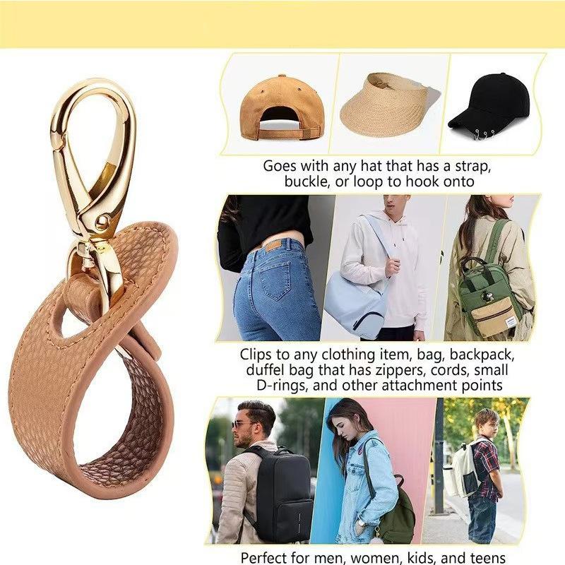 Travel Hat Clip Leather Simple Golf Baseball Hat Clip Summer Hat Strap Towel Glove Storage Wallet Buckle Hands-free Latch Clip
